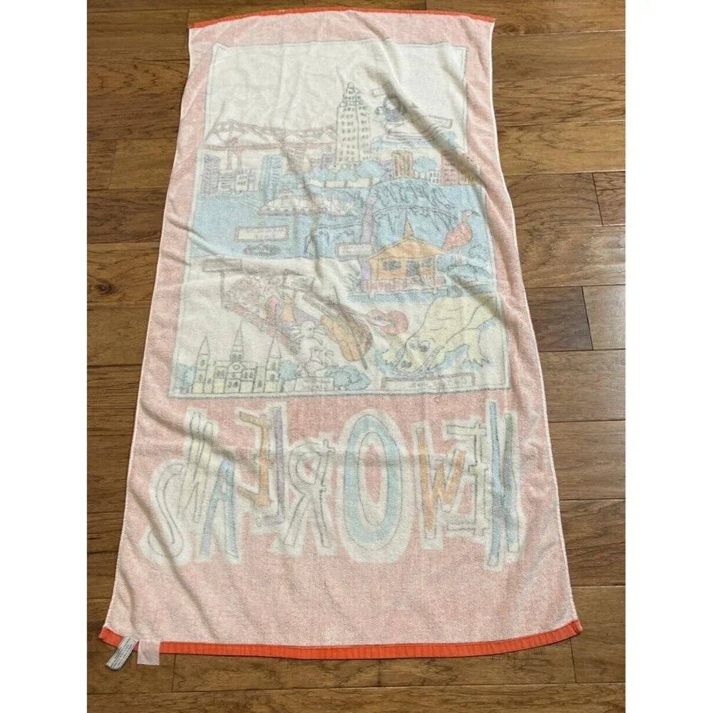 Vintage New Orleans Beach Bath Towel Saints Super Dome Jazz Mardi Gras…